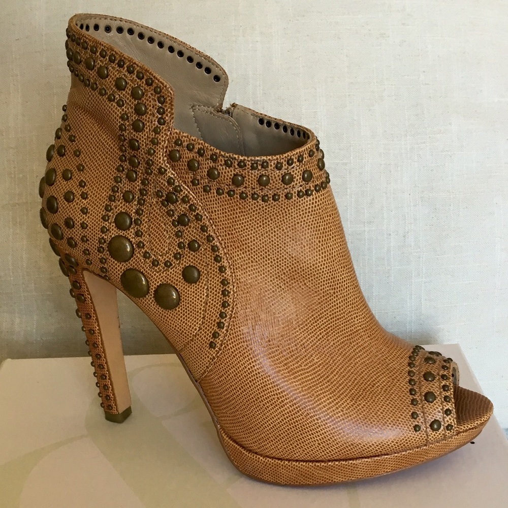 BCBG Leather Studded Peep Toe
